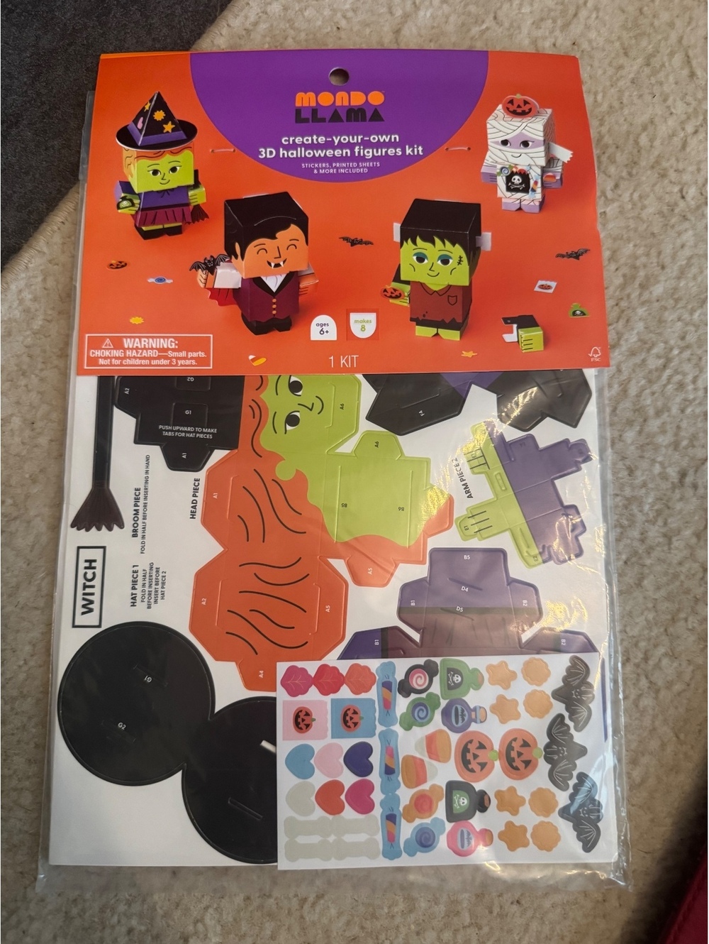Mondo Llama Create-Your-Own 3D Halloween Figures Kit - Craft Your Own Witch, Mum
